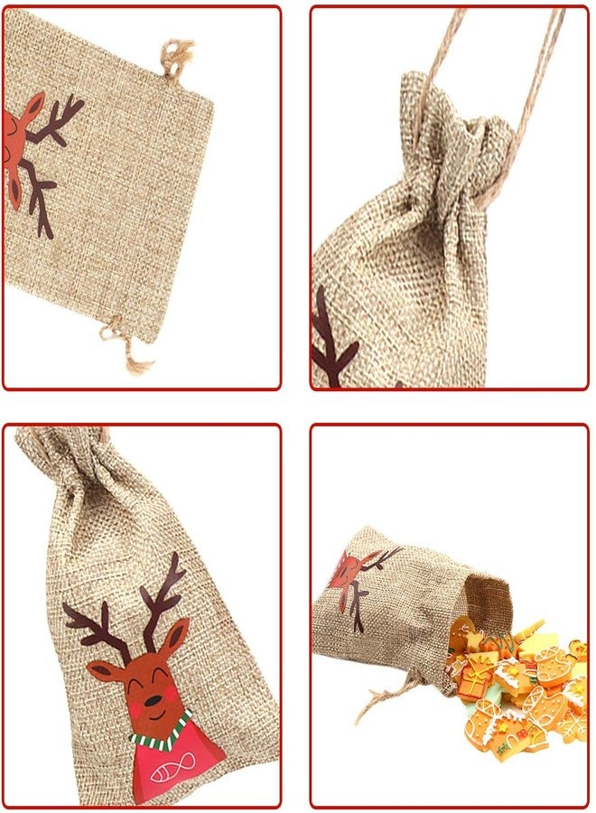LOKIPA Christmas Jute Burlap Bags, Xmas Jute Linen Burlap Drawstring Gift Treat Candy Bag for Xmas Favors (12) - Image 4